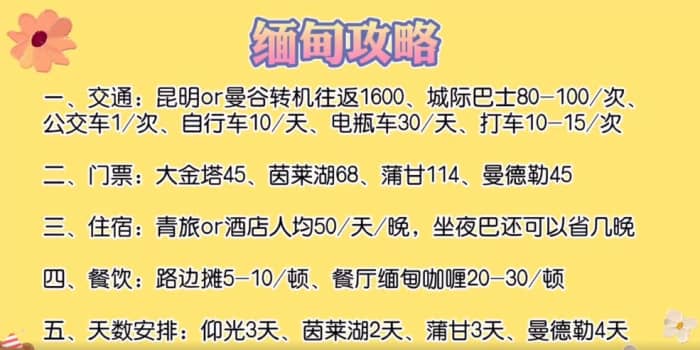 缅甸旅行攻略：记住这几点畅游缅甸